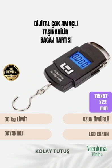 Premium Lcd Ekran Hassas Seyahat Bavul Tartı Dijital Çok Amaçlı Taşınabilir Bagaj Tartısı Max 30 Kg ürün görseli 1