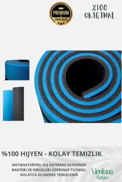 Lüks İki Yüzeyli Kayma Önleyici Silinebilir Hijyenik Yoga Minderi Pilates Meditasyon Matı 16 mm - Resim 6