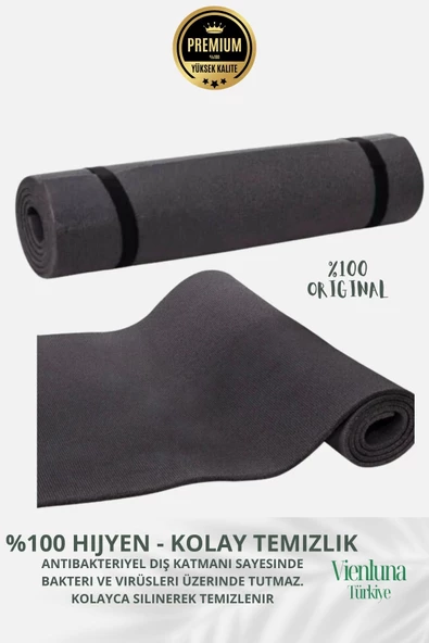 Lüks İki Yüzeyli Kayma Önleyici Silinebilir Hijyenik Yoga Minderi Pilates Meditasyon Matı 10 mm - 6