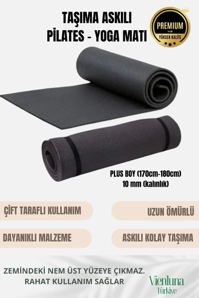 Lüks İki Yüzeyli Kayma Önleyici Silinebilir Hijyenik Yoga Minderi Pilates Meditasyon Matı 10 mm