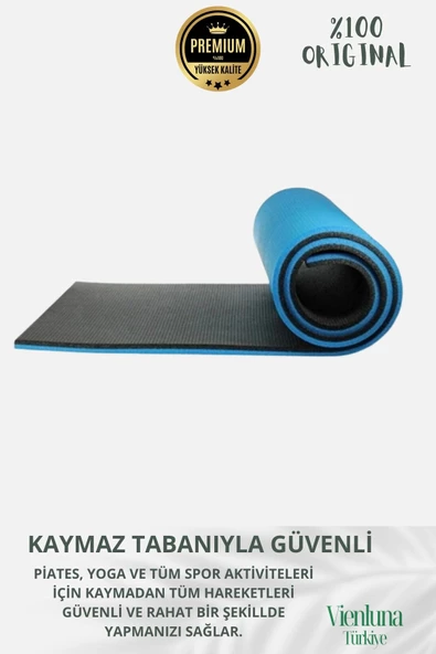 Lüks İki Yüzeyli Kayma Önleyici Silinebilir Hijyenik Yoga Minderi Pilates Meditasyon Matı 6,5 mm - 3