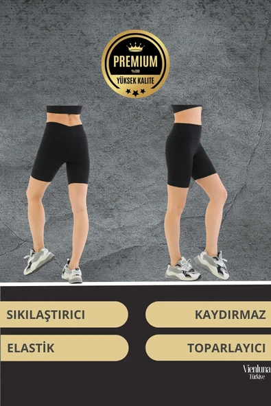 Premium Seri Şekillendirici Destekleyici Lazer Kesim Kaymaz Yapıda Korse Etkili Biker Tayt - 7