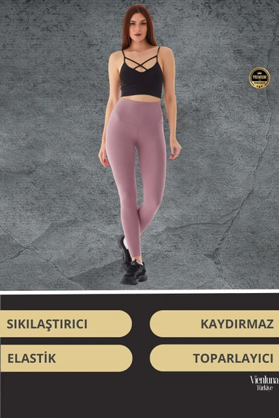 Deluxe Tasarım Vücut Şekillendiren Toparlayıcı Kaymaz Esnek Şık Spor Model Rahat Kullanım Tayt - 2