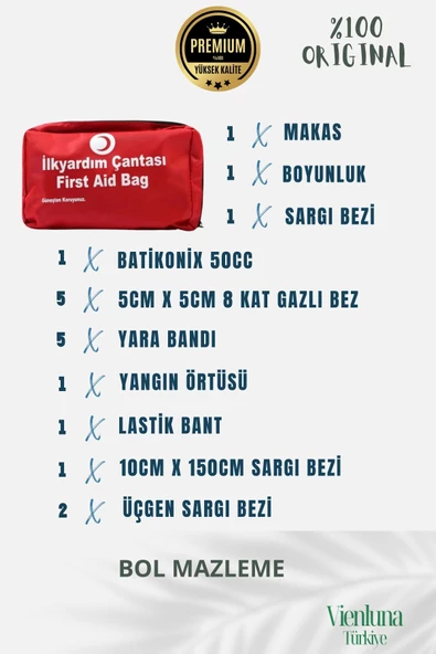 Profesyonel Taşınabilir Acil Durum Kiti Ev Iş Yeri Araba Okul Deprem Ecza Ilk Yardım Bez Çantalı Set - 3