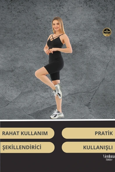 Premium Seri Sıkılaştırıcı Toparlayıcı Kaymaz Yapıda Korse Etkili Lazer Kesim Biker Tayt - 3