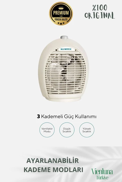 Premium Ürün Ultra Sessiz Masa Üstü Soğuk Sıcak 3 Kademeli 2000 W Fanlı Yüksek Isıtıcı Uyumlu - 5