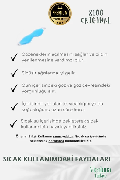 Soğuk Sıcak Uygulama Göz Terapi Rahatlatıcı Işık Göz Yorgunluğu Önleyici Jel Uyku Destekleyici Bandı - Resim 6