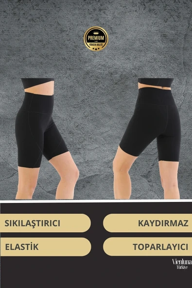 Premium Seri Sıkılaştırıcı Toparlayıcı Kaymaz Yapıda Korse Etkili Lazer Kesim Biker Tayt - 7