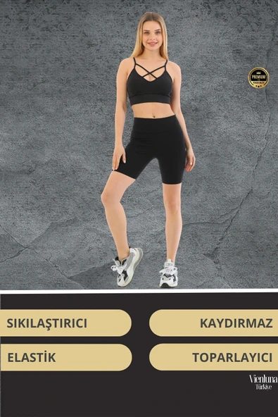 Premium Seri Şekillendirici Destekleyici Lazer Kesim Kaymaz Yapıda Korse Etkili Biker Tayt - 2