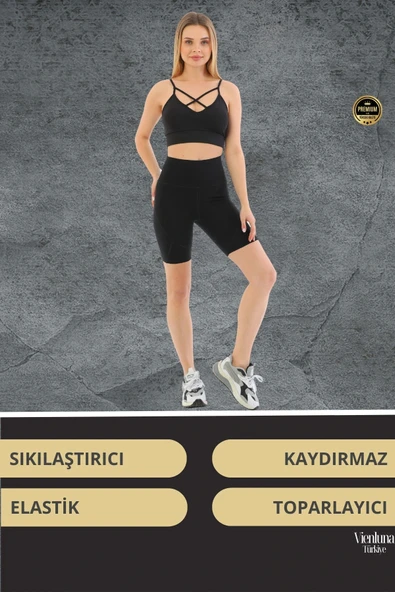 Premium Seri Sıkılaştırıcı Toparlayıcı Kaymaz Yapıda Korse Etkili Lazer Kesim Biker Tayt - 2
