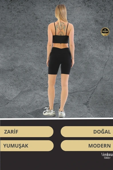 Premium Seri Şekillendirici Destekleyici Lazer Kesim Kaymaz Yapıda Korse Etkili Biker Tayt - 5