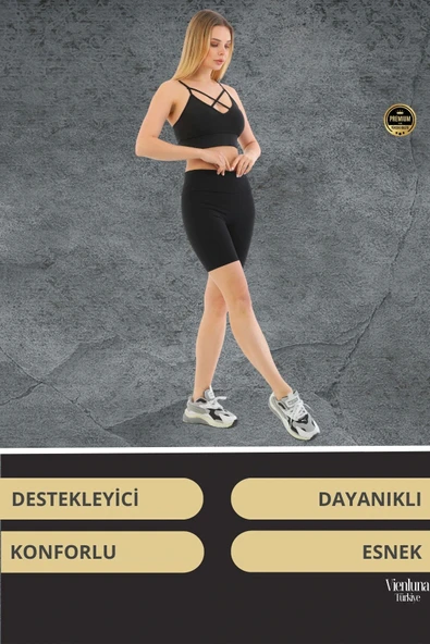 Premium Seri Şekillendirici Destekleyici Lazer Kesim Kaymaz Yapıda Korse Etkili Biker Tayt - 4