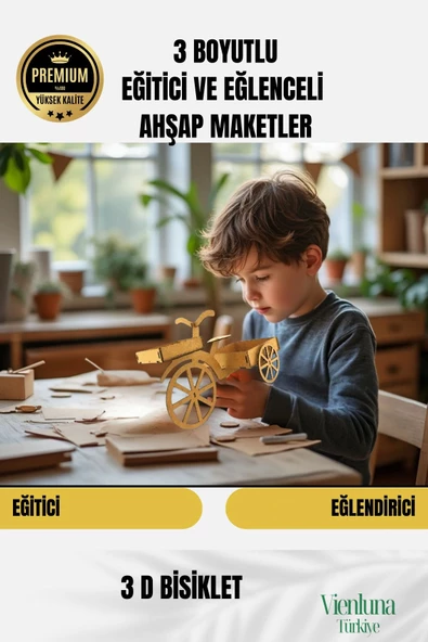 Yeni Sezon Eğitici Öğretici 3 Boyut Ahşap Puzzle Zeka Geliştirici Boyanabilir Oyun Maket Bisiklet