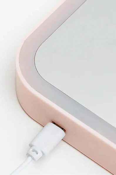 Ithink SHETHINK DOKUNMATİK LED IŞIKLI DİKDÖRTGEN PEMBE MAKYAJ AYNASI MU40 - Resim 5
