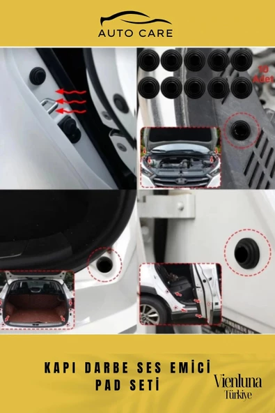 Premium Yüksek Kaliteli Araç Kapı Bagaj Çarpma Gürültü Önleyici Pad Takımı Ses Azaltıcı 10 Adet - 2