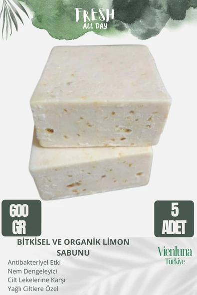 Özel Üretim El Yapımı %100 El YÜz Vücut Saç Lüks Doğal Ferah Kokulu Cilt Dostu Limon Sabunu 5 Adet ürün görseli 1