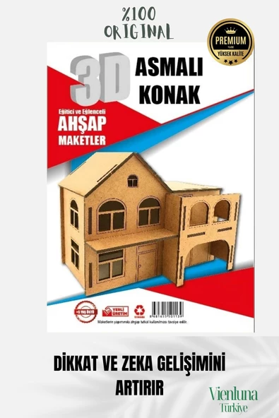 Yeni Sezon Eğitici Öğretici 3 Boyut Ahşap Zeka Geliştirici Boyanabilir Oyun Maket Asmalı Konak - 3