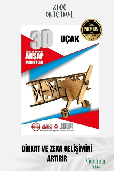 Yeni Sezon Eğitici Öğretici 3 Boyut Ahşap Puzzle Zeka Geliştirici Boyanabilir Oyun Maket Uçak - 3