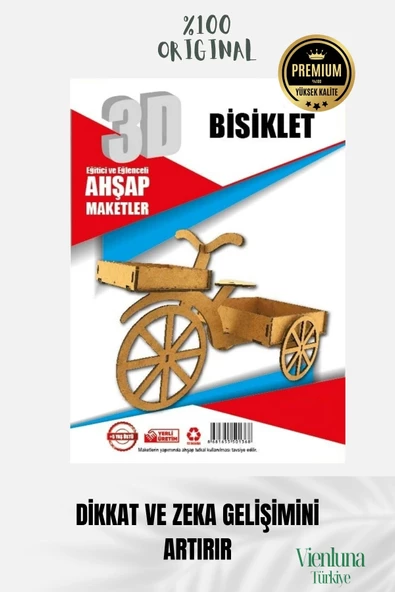 Yeni Sezon Eğitici Öğretici 3 Boyut Ahşap Puzzle Zeka Geliştirici Boyanabilir Oyun Maket Bisiklet - 3