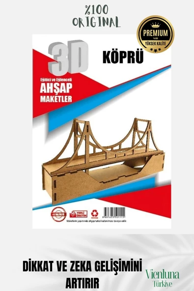 Yeni Sezon Eğitici Öğretici 3 Boyut Ahşap Puzzle Zeka Geliştirici Boyanabilir Oyun Maket Köprü - 3