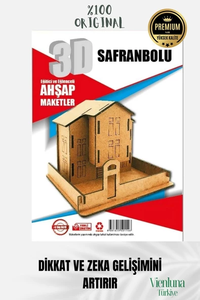 Yeni Sezon Eğitici Öğretici 3 Boyut Ahşap Zeka Geliştirici Boyanabilir Oyun Maket Safranbolu Evi - 3