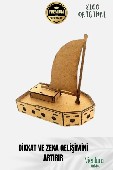 Yeni Sezon Eğitici Öğretici 3 Boyut Ahşap Puzzle Zeka Geliştirici Boyanabilir Oyun Maket Yelkenli - 2