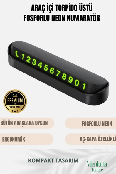 Özel Üretim Araç İçi Torpido Üstü Cam Kartı Telefon Numarası Lüks Fosforlu Neon Aç-Kapa Numaratör
