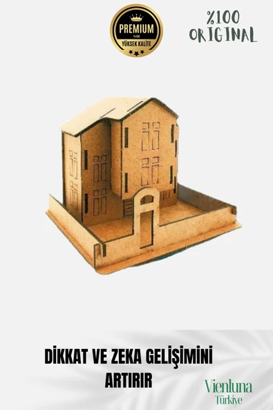 Yeni Sezon Eğitici Öğretici 3 Boyut Ahşap Zeka Geliştirici Boyanabilir Oyun Maket Safranbolu Evi - 2