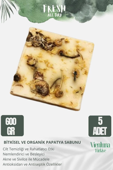 Özel Üretim El Yapımı %100 Doğal Ferah Kokulu El Yüz Saç Vücut Cilt Dostu Papatya Sabunu 5 Adet ürün görseli 1