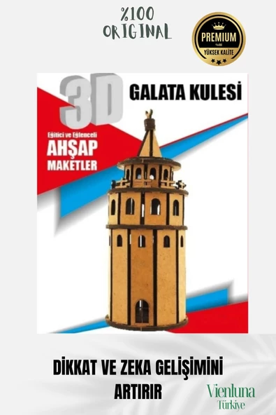 Yeni Sezon Eğitici Öğretici 3 Boyut Ahşap Zeka Geliştirici Boyanabilir Oyun Maket Galata Kulesi - 3