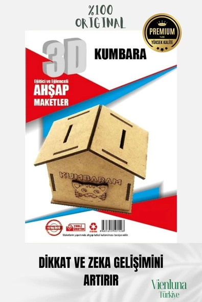 Yeni Sezon Eğitici Öğretici 3 Boyut Ahşap Puzzle Zeka Geliştirici Boyanabilir Oyun Maket Kumbara - 3