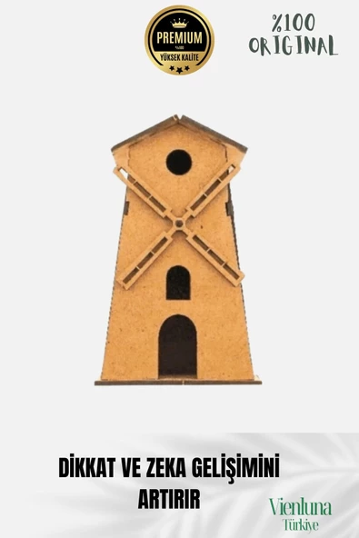 Yeni Sezon Eğitici Öğretici 3 Boyut Ahşap Puzzle Zeka Geliştirici Boyanabilir Oyun Maket Değirmen - 2