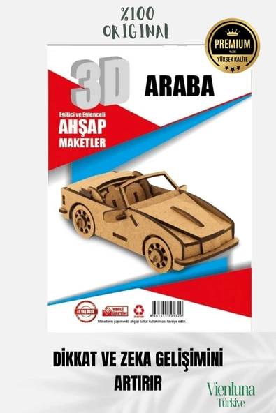 Yeni Sezon Eğitici Öğretici 3 Boyut Ahşap Puzzle Zeka Geliştirici Boyanabilir Oyun Maket Araba - 3