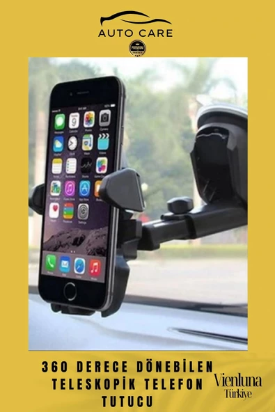 Premium Dayanıklı Vantuzlu Sağlam Çok Fonksiyonlu 360 Derece Dönebilen Teleskopik Telefon Tutucu - 3
