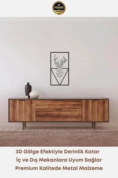 Premium Kalite Modern Stil Geyik Figürlü Metal Ev Ofis Duvar Dekoru - 2