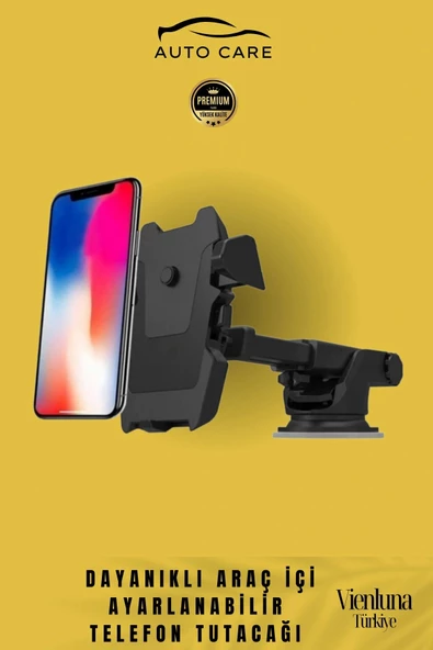 Deluxe Üretim Uzayan Ayarlanan Vantuzlu Cep Telefon Tutucu Otomobil Araç Araba İçi Telefon Tutacağı - 2