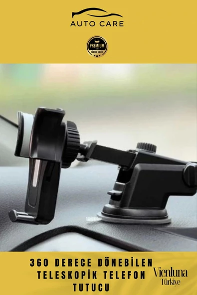 Premium Dayanıklı Vantuzlu Sağlam Çok Fonksiyonlu 360 Derece Dönebilen Teleskopik Telefon Tutucu - 4