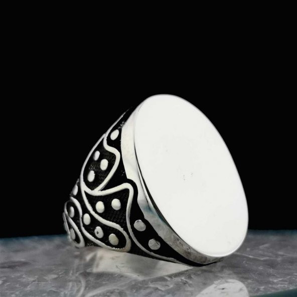 Düz Büyük Oval Tasarımlı 925 Ayar Gümüş Yüzük ürün görseli 1