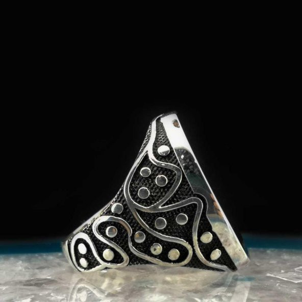 Düz Büyük Oval Tasarımlı 925 Ayar Gümüş Yüzük - Resim 3