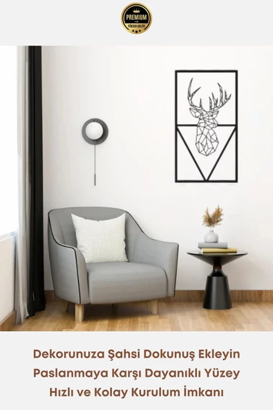 Premium Kalite Modern Stil Geyik Figürlü Metal Ev Ofis Duvar Dekoru - 3