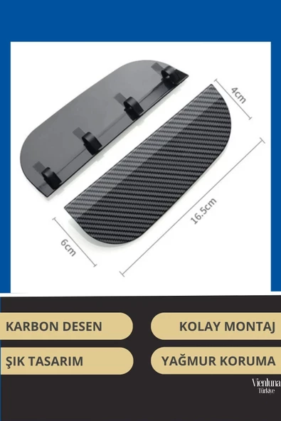 Premium Kalite Universal Uyumlu Kolay Montaj Karbon Desenli Su Yağmur Koruyucu Ayna Siperliği - 2