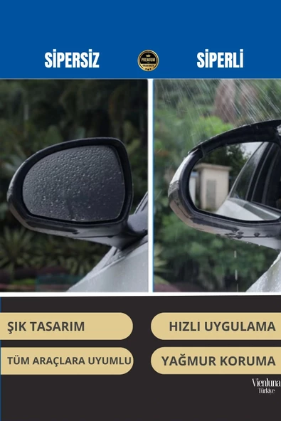 Premium Kalite Universal Uyumlu Kolay Montaj Karbon Desenli Su Yağmur Koruyucu Ayna Siperliği - 4