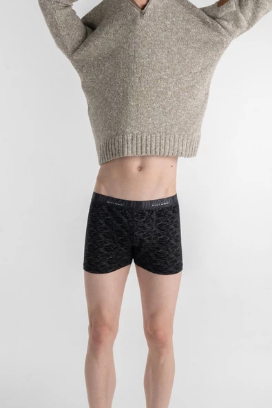 Mercan Erkek Çok Renkli 3'lü Likralı Pamuklu Boxer (SİYAH GRİ UZAY) - Resim 7