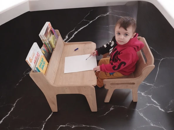 MukoToys Montessori Çocuk Etkinlik Masa Sandalye Seti 2-10 Yaş İçin - 4