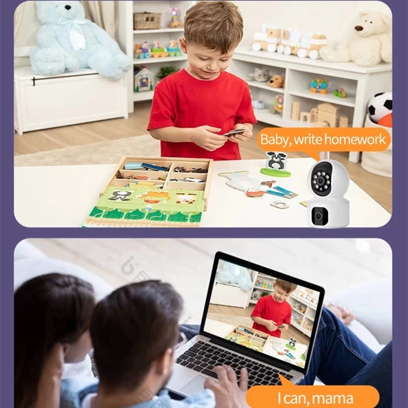 Yosee Uygulama Çift Kameralı Wifi Bağlantılı Gece Görüşlü Ev Tipi Güvenlik Kamerası - 4