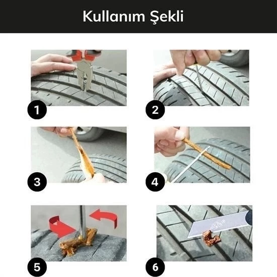 6 Parça Araba Motosiklet Otomobil Bisiklet Lastik Tamir Kiti Araç Bakım Seti - 4