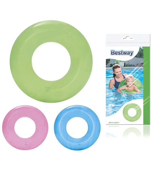 Plaj Topu ve Bestway 36022- 51 cm Şeffaf Çocuk Yüzme Simidi - 10