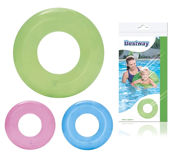Plaj Topu ve Bestway 36022- 51 cm Şeffaf Çocuk Yüzme Simidi - 6