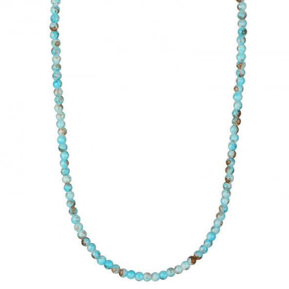 KL- RENKLİ BONCUK DİZİ KOLYE AÇIK MAVİ SİLVER RENK