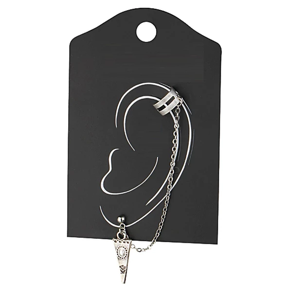 KL-SR-ZAMAK OBJE ZİNCİR EAR CUFF KÜPE ÜÇGEN